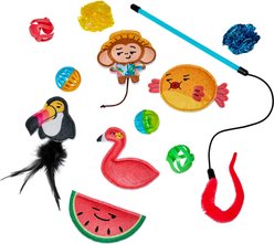 Frisco Summer Felt Plush, Teaser & Ball Variety Pack Cat Toy with Silvervine & Catnip, 12 count