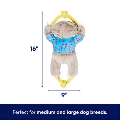 Show full view: Frisco Summer Sloth Plush with Rope Squeaky Dog Toy, Medium/Large slide 2 of 8