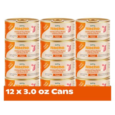 Show full view: Made by Nacho Flaked Chicken & Tuna Recipe in Bone Broth Wet Cat Food, 3-oz can, case of 12 slide 4 of 9