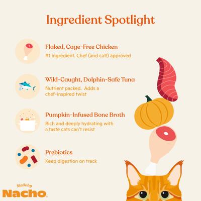 Show full view: Made by Nacho Flaked Chicken & Tuna Recipe in Bone Broth Wet Cat Food, 3-oz can, case of 12 slide 6 of 9