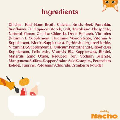 Show full view: Made by Nacho Flaked Chicken & Beef Recipe in Bone Broth Wet Cat Food, 3-oz can, case of 12 slide 7 of 9
