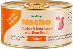Made by Nacho Flaked Chicken & Tuna Recipe in Bone Broth Wet Cat Food, 3-oz can, case of 12