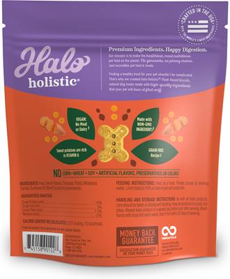 Show full view: Halo Plant-Based Dog Treats with Sweet Potato & Carrots, Vegan Dog Treats, 8-oz bag slide 4 of 13