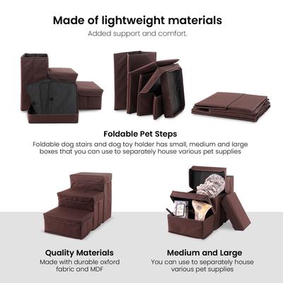 Show full view: Home Base Foldable Dog & Cat Steps, Brown slide 8 of 8