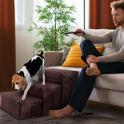 Show full view: Home Base Foldable Dog & Cat Steps, Brown slide 3 of 8