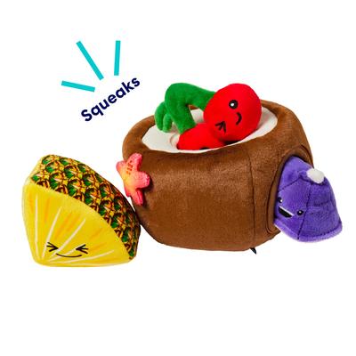 Show full view: Frisco Summer Coconut Cocktail Hide & Seek Puzzle Plush Squeaky Dog Toy, Small/Medium slide 4 of 9