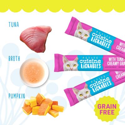 Show full view: Petite Cuisine Lickables Tuna in Creamy Gravy Wet Cat Treats, 2-oz pouch, case of 12 slide 5 of 8
