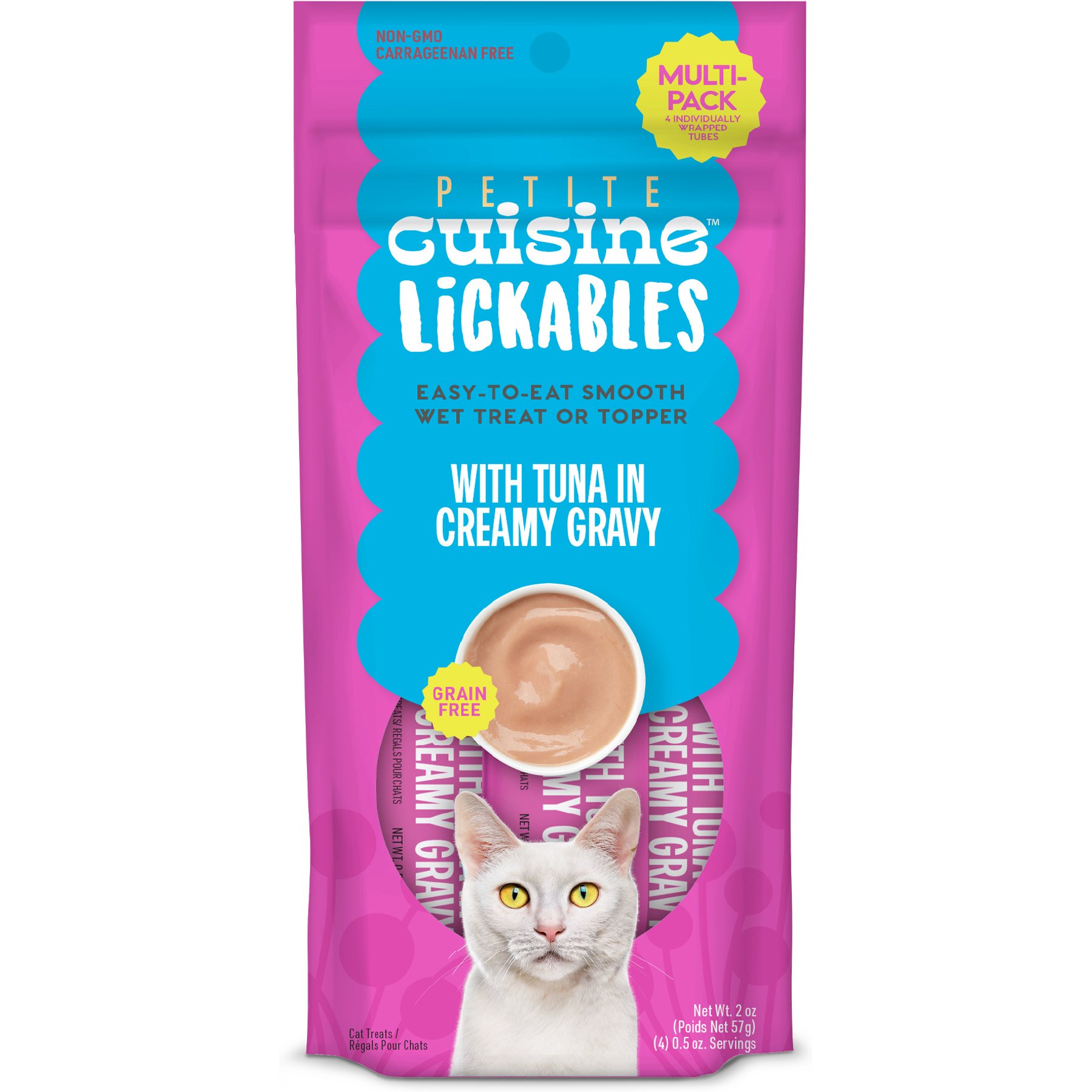 Petite Cuisine Lickables Tuna in Creamy Gravy Wet Cat Treats, 2-oz pouch, case of 12