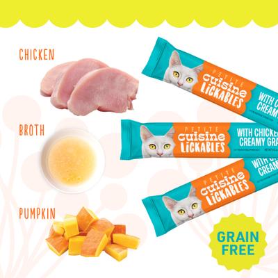 Show full view: Petite Cuisine Lickables Chicken in Creamy Gravy Wet Cat Treat, 2-oz pouch, case of 12 slide 5 of 8