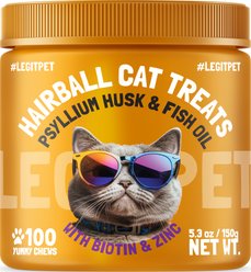 Legitpet Psyllium Husk & Fish Oil Hairball Cat Treats, 100 count