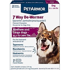 PetArmor 7 Way Dewormer for Hookworms, Roundworms & Tapeworms for Medium & Large Breed Dogs, 2 count