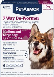PetArmor 7 Way Dewormer for Hookworms, Roundworms & Tapeworms for Medium & Large Breed Dogs, 6 count