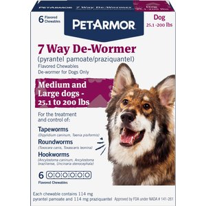PetArmor 7 Way Dewormer for Hookworms, Roundworms & Tapeworms for Medium & Large Breed Dogs, 6 count