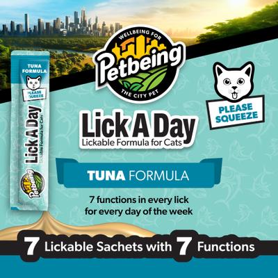 Show full view: PetBeing Lick a Day 7-in-1 Functions Lickable Tuna Puree Supplement for Cats, 7 count slide 5 of 8