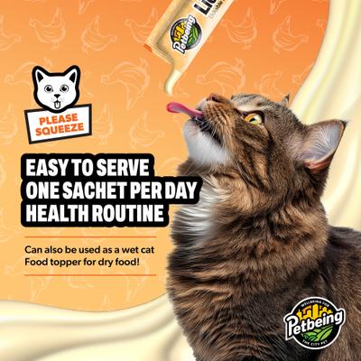 Show full view: PetBeing Lick a Day 7-in-1 Functions Daily Real Meat Lickable Chicken & Tuna Supplement for Cats, 28 Count slide 4 of 7