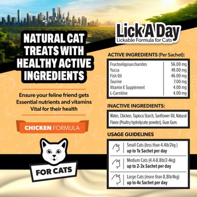 Show full view: PetBeing Lick a Day 7-in-1 Functions Daily Real Meat Lickable Chicken & Tuna Supplement for Cats, 28 Count slide 6 of 7