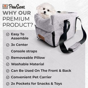 Pawseat Dog Safety Car Booster Seat & Carrier, Small, Gray