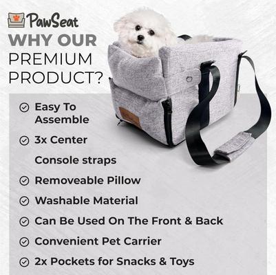 Show full view: Pawseat Dog Safety Car Booster Seat & Carrier, Small, Gray slide 2 of 10