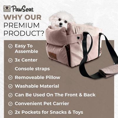 Show full view: Pawseat Dog Safety Car Booster Seat & Carrier, Small, Pink slide 3 of 12
