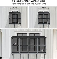 beeNbkks Double Deck Bug Proof Cat Window Perch, Grey slide 2 of 7