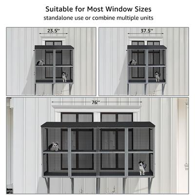 Show full view: beeNbkks Double Deck Bug Proof Cat Window Perch, Grey slide 2 of 8