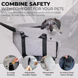 Pawseat Dog Safety Car Booster Seat & Carrier, Small, Gray