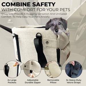 Pawseat Dog Safety Car Booster Seat & Carrier, Small, Beige