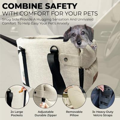 Show full view: Pawseat Dog Safety Car Booster Seat & Carrier, Small, Beige slide 5 of 11