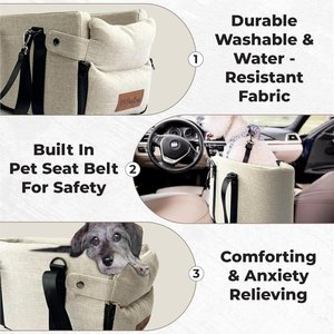 Pawseat Dog Safety Car Booster Seat & Carrier, Small, Beige