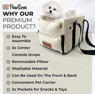 Show full view: Pawseat Dog Safety Car Booster Seat & Carrier, Small, Beige slide 2 of 11