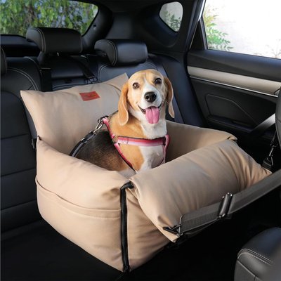 Pawseat Pawseat Maxi Safety Pet Seat & Calming Dog Bed, Medium, Tan