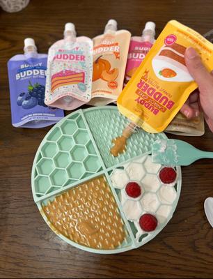 Show full view: Bark Bistro Company Buddy Budder Mix Flavor Squeeze Lickable Dog Treat, 4-oz pouch, 9 count slide 8 of 9