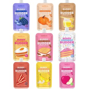 Bark Bistro Company Buddy Budder Mix Flavor Squeeze Lickable Dog Treat, 4-oz pouch, 9 count