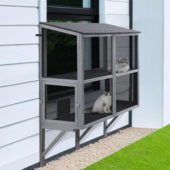 beeNbkks Double Deck Bug Proof Cat Window Perch, Grey