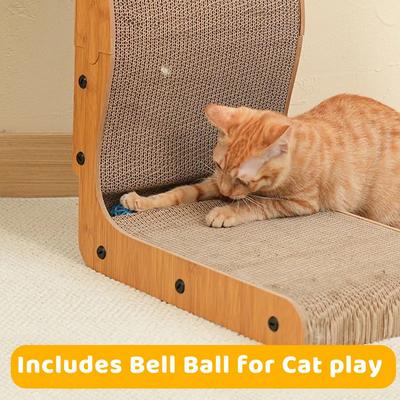 Show full view: Happy & Polly L-Shape Double-Sided Cardboard Cat Scratcher, Brown, 26-in, 1 count slide 3 of 11