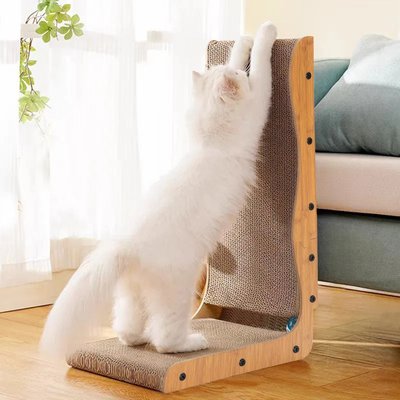 Happy & Polly Happy & Polly L-Shape Double-Sided Cardboard Cat Scratcher, Brown, 26-in, 1 count