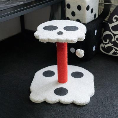 Show full view: Happy & Polly Skull & Bones Design Dual-Platform 14-in Plush Cat Scratching Post slide 2 of 9