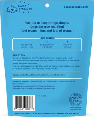 Show full view: Bocce's Bakery Say Moo Beef & Cheddar Recipe Soft & Chewy Dog Treats, 6-oz bag + Sunday Roast Chicken & Pumpkin Recipe Soft & Chewy Dog Treats, 6-oz bag slide 7 of 9