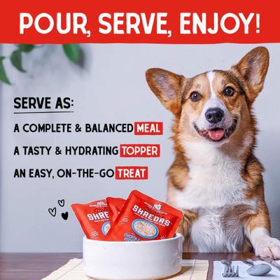 Show full view: Stella & Chewy's Stella's Shredrs Adult Grain-Free Grass Fed Beef & Lamb Recipe in Broth Wet Dog Food, 2.8-oz pouch, case of 12 slide 6 of 10