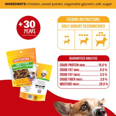 Show full view: Beefeaters Sweet Potato Wrap Chicken Jerky Dog Treats, 40-oz bag slide 6 of 9