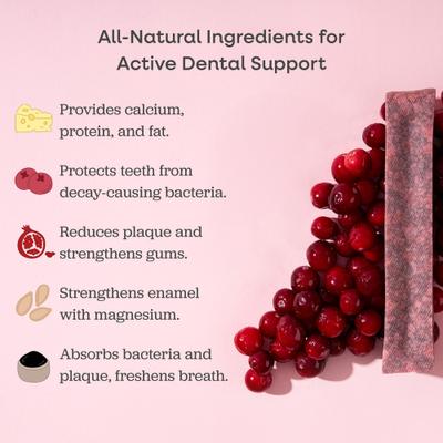 Show full view: Downtown Barkery Cranberry Flavor Dental Yak Chews Dog Treats, 5 count slide 4 of 8