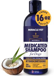 Miracle Vet Medicated Dog Shampoo for Antibacterial Itchy Skin, Yeast Infection, Hot Spot & Allergy Relief with Hydrocortisone, 16-fl oz bottle
