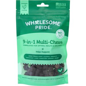 Wholesome Pride Pet Treats 9-in-1 Multi-Chews Chicken Flavor Supplement for Dogs, 6.3-oz bag