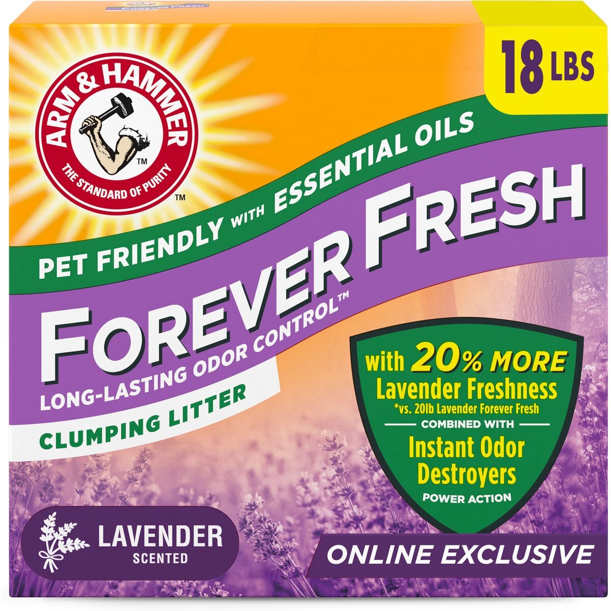 Arm & Hammer Litter Forever Fresh Lavender Clumping Cat Litter, 18-lb box
