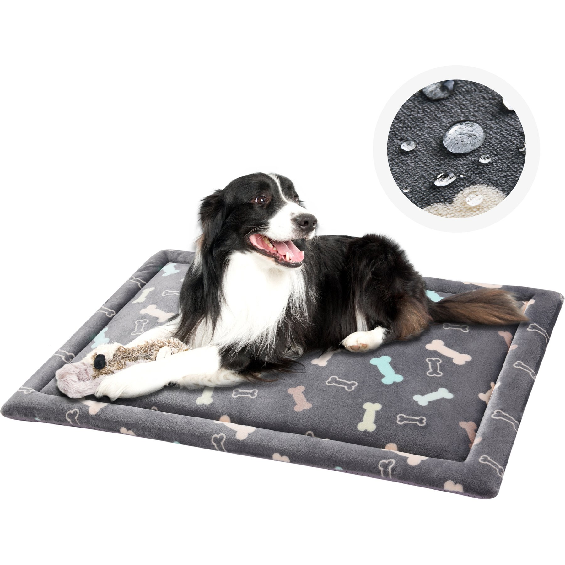 Allisandro Comfort Dog & Cat Crate Mat, Grey Bone, 42 x 28-in