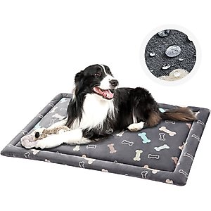 Allisandro Comfort Dog & Cat Crate Mat, Grey Bone, 48 x 30-in