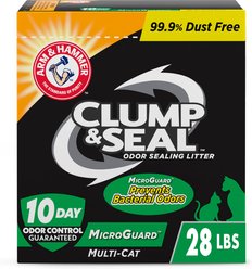 Arm & Hammer Litter Clump & Seal MicroGuard Odor Sealing Clumping Cat Litter with 10 Days of Odor Control, 28-lb box
