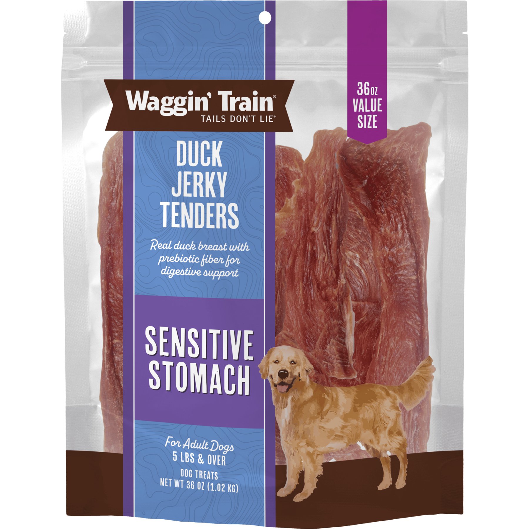 Waggin' Train Duck Jerky Tenders Sensitive Stomach Duck Grain-Free High-Protein Jerky Dog Treats, 36-oz bag