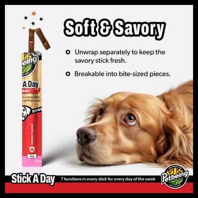 Show full view: PetBeing Stick a Day 7-in-1 Daily Chicken Chew Supplement for Dogs, 7 count slide 4 of 9