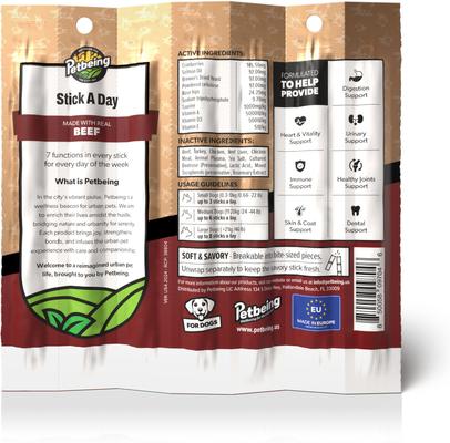 Show full view: PetBeing Stick a Day 7-in-1 Functions Daily Real Meat Supplement for Dogs, Mix, 28 count slide 10 of 10